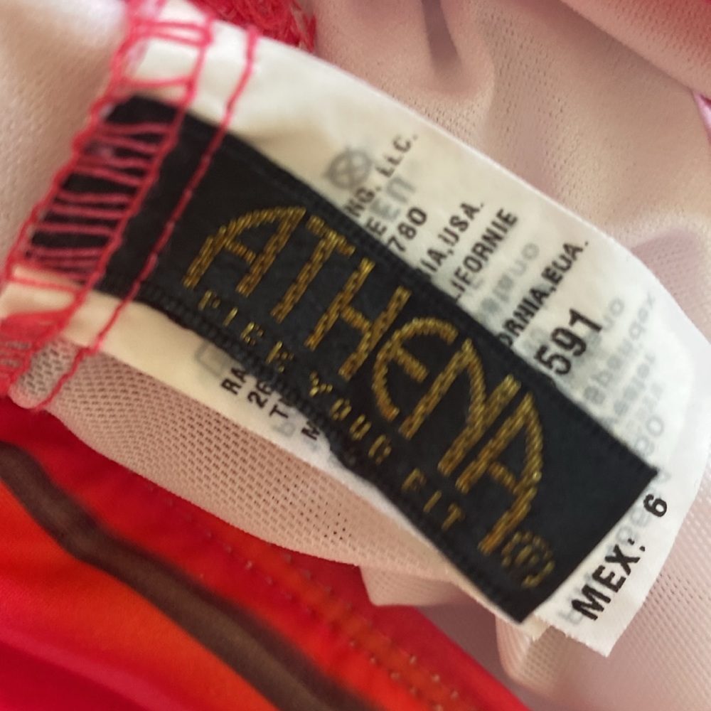 Athena Gorgeous Swim One Piece pink and gray striped size 6 - Picture 5 of 5